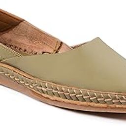 Women's Terracotta Leather (TC) Handmade Loafer Flat | Soft & Comfortable Leather Woven Mules Fashion Slip-Ons Envy Casual Shoes for Indoor/Outdoor (Limegreen)-image-11