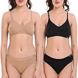 Pack of 2 Women's & Girls Lingerie Set Full Coverage,Non Padded Bra Panty Set-picture-10