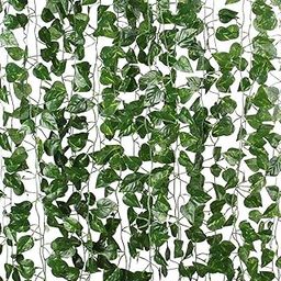 vrct Artificial Garlands Hanging Leaves Greenery Vine Creeper Plants (Green, Set Of 6,8 Feet Each)-image-21
