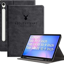 Robustrion Cover for Samsung Galaxy Tab S10 FE 10.9 inch/Tab S9 FE 10.9 inch/Tab S9 11" Case with [S Pen Holder], Deer Flip Case for Samsung Tab S10 FE / S9 FE Tablet Cover [Auto Sleep Wake] - Black-12