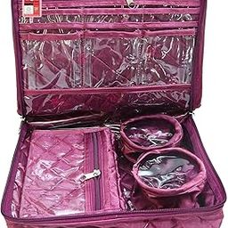 LUCES Satin Makeup Pouches Vanity Jewellery Traveling Organizer Storage Box Cosmetic Bag it along anywhere easily For Women Purple-image-8