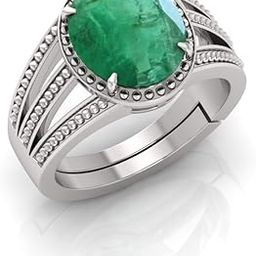 10.25 Ratti Panna Stone Original Certified Emerald Gemstone Adjustable Woman Man Ring With Lab Certificate(NP) Silver-image-72