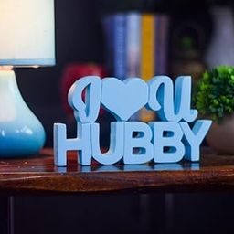 NUKKAD TALES I love you hubby Blue Showpiece Home Decor Items for Bedroom Living Room Decoration Items for Center Table Book Shelf Gift Items for Couples (20.3 x 9.9 x 5 cm)-image-67