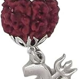 Rudraksha with Om Trishul Rhodium Plated Men's Pendant Chain (6930-33)-image-89