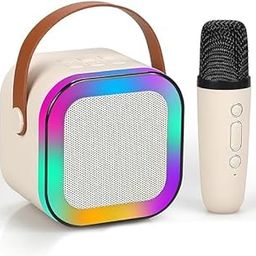 Portable Bluetooth Karaoke Speaker with Wireless Microphone and LED Lights for Kids, Adults-11