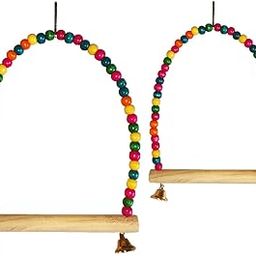Natural Wooden Bird Swing Toy for Parrots (Small & Big Pack of 2) | Chew Stand for African Greys, Macaws, Umbrella Cockatoos | Durable Bird Cage Accessories for Medium & Large Birds-image-28