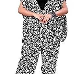 adisa Women's Black & White Floral Print Co-ord Set, Shrug with Palazzo Trousers-picture-6