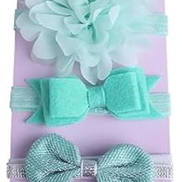 SYGA 3 Pcs Baby Headband, Flower & Bow Stretchable, Nylon HairBand for Newborn Infant Toddlers Kids 0-3 Year (Mint green, Free Size)-image-13