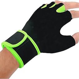 TRUE INDIAN Leatherite Gym Gloves with Half-Finger Length, Training and Workout Driving Gloves for Boys and Girls (Green)-image-68