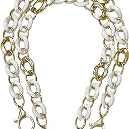 Heddz White Link Acrylic Handbag Chain|Replacment Strap For Handbags, Clutches, Wallets|Handbag Chain For Women & Girls| Length - 40 cms| Set Of 2-28