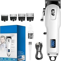 KM-232 Professional Trimmer with 120 min Runtime 4 Length Settings | Heavy Duty Barbar Stylish Design | Trimmer for man salon | USB Charging Hair Cutting Machine Cordless - (Black & White)-image-90