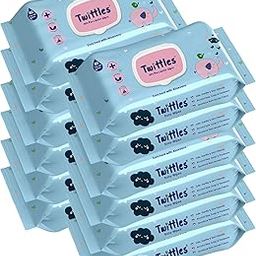 Twittles 99% Pure Water Soft Cleansing Baby Wipes With Lid | Enriched with Aloe Vera, Almond Oil, Daisy & Vitamin E | Rash & Germ Protection | Alcohol Free | 80wipes*12 Pack-image-50