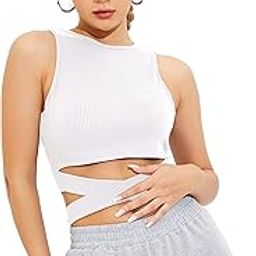 Women's & Girl's Black and Orange Solid Ribbed Round Neck Collarless Sleeveless Slim Fit Lace Up Tank Tops (Top 45)-picture-16