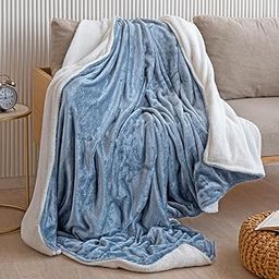 HOMEMONDE Flannel Solid/Plain Super Soft Sherpa Blanket, Frost Blue & White, Size 140 x 228 cm (Approx 5 x 7.5 Ft), 200 GSM (Single)-image-40