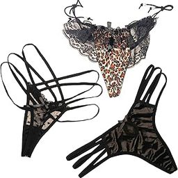 Women’s Fancy Net Lace G-String Multi Design Thong – Low Cut Waist, Seamless, Comfortable Lingerie, Multidesign. Pack of 3-45