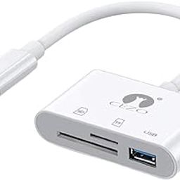CEZO MFI Certified Lightning to USB Camera Adapter with Lightning to SD Card Reader Lightning TF Memory Card Reader Adapter 3 in 1 Adapter Compatible with iPhone, iPhone to USB Adapter Plug and Play-19