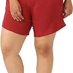 Plus Size Women's 4712NCMAROON Solid Color Cotton Regular Shorts-picture-43