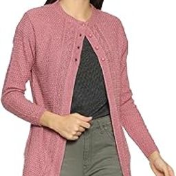 Winter WearWool Blend Round Neck Full Sleeve Button Self Design/Solid Long Shrug for Women-GA4024-38