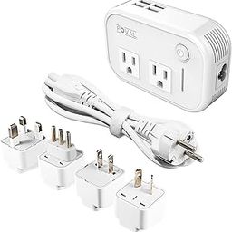 Foval Power Step Down 220V to 110V Voltage Converter with 4-Port USB International Power Travel Adapter in UK European Italy Asia etc-picture-43