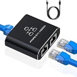 Ethernet Splitter 1 to 2 High Speed 1000Mbps, Gigabit RJ45 Internet Ethernet Switch Adapter, Network LAN Splitter with USB Power Cable for Cat 5/5e/6/7/8 Cable [2 Devices Networked Simultaneously]-1
