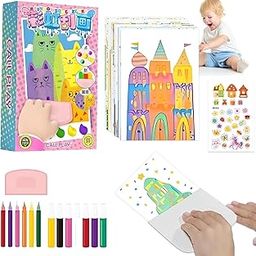 Suicune Squeegee Art Kids Paint Kit, 2025 New 20 PCS DIY Rainbow Scratch Art, DIY Fun Bookmark Handmade Scratch Painting Paper Postcard Toy, Dot Painting Art Kits for Kids (1 Pack)-image-92