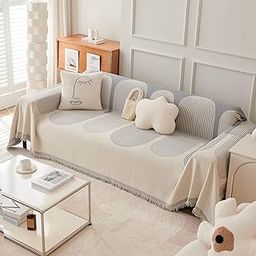 HOKIPO All Season Printed Chenille Sofa Cover Throw Blanket for 3 Seater Sofa, Size 180x310 cm, Cloudy Grey (NEW-5216-GRY)-image-56