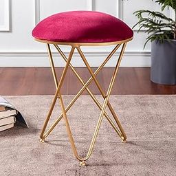 nestroots Ottoman Stool for Living Room - Metallic Stools for Sitting, Bedroom Pouffes, Side Table | 22 Inch Height, Maroon Cross Design | Stylish & Durable Footrest Stool for Home-image-45