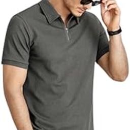 Polyester V-Neck with Zip Closure Type Polo T-Shirt Collar Tshirts | Half Sleeves-image-7