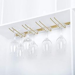 INDIDECOR 38035 Bar accessories; Wine Glass Rack, Stemware Rack Holds up to 8 Wine Glass,Hanging Wine Glass Holder,Metal Wine Glass Hanger,Glasses Organizer for Home Bar Kitchen (Golden)-image-65