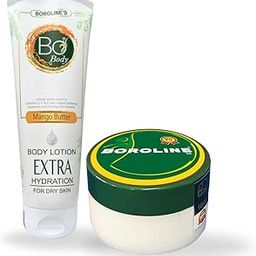 BOROLINE Bo Body Lotion 100 ml With Mango Butter + Antiseptic Ayurvedic Cream 100 gm, 24 hrs Deep Moisturizer For Dry Skin, Enriched With Lanolin Oil, Glycerin (Pack of 2)-image-0