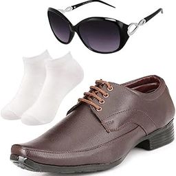 Comfortable l Men Black Lace Formal Shoes with White Socks & Women Cheri-image-54