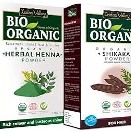 INDUS VALLEY Shikakai Powder | Acacia concinna With Herbal Henna Powder- 100% Organic, Natural and Pure For Hair and Skin Care (100g + 100g=200g)-image-71