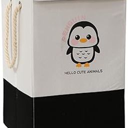 HOKIPO Foldable Laundry Basket for Clothes with Lid, Black - Penguin (AR-5317-BLK)-image-31