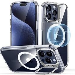ESR for iPhone 15 Pro Max Case, Compatible with MagSafe, Military-Grade Protective Case, Built-in Stash Stand Phone Case, Scratch-Resistant TPU Back Cover, Classic Series, Clear-image-30
