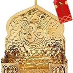 UAPAN Brass God Singhasan I Rectangle Shape Temple I Krishna Laddu Gopal Kanha Laxmi Ganesh Brass Pooja Chowki (Gold, Pack of 1)-picture-30