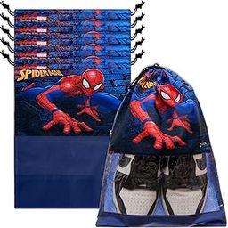 Urbane Home Marvel Spiderman Shoe Cover | Travel Shoe Storage Bags | Polyester Storage Bag | Drawstring Shoe Cover | Shoe Organizer with Clear window | Pack of 6 | Navy Blue-image-2