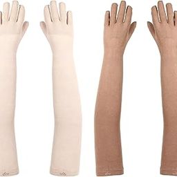 UV Sun Protection Hand Gloves Breathable Material Elbow Length Combed Cotton Lightweight Soft Long Winter Summer Driving Gloves For Women’s/Girls -Free Size - Pack 2-image-51
