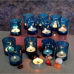 Pure Source India Glass Votive Tealight Candle Holder for Diwali Gifts, Birthday, Weeding, Party & Home Décor (Set of 6 pcs - Sky Blue)-image-41