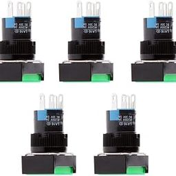 UJEAVETTE 5 pcs DC 12V Momentary Self Reset Square Push Button Switch LED Light Green-image-23