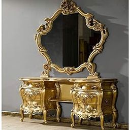 Classic Wood and Craft Wooden Dresser in Teak Wood, Golden Polish, Saharanpur (Without Mirror)-15