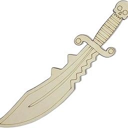 American Elm 1 Pcs Wooden Dummy Sword Cutout for Kids DIY Craft 25 Inch Pirate Sword with Skull Handle Fancy Dress School Project.-image-8