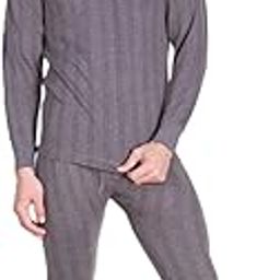Ultra Thermal Mens V Neck Top & Bottom Set Charcoal Melange-image-25