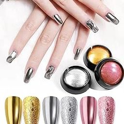 Mirror Effect Chrome Powder, Silver Rose Gold 3 Colors/Set Metallic Nail Pigment, Foil Charms Flakes Sparkle Glitter Shimmer Dust Professional Designer on Nail Art Decoration-image-82