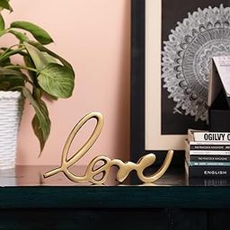 PURESTORY Love Sign Decor | Decorative Items For Home Living Room | Metal Word Sign | Gift Items For Home Decoration | Decoration For Room, Library | Tabletop For Gallery & Office - Gold-image-13
