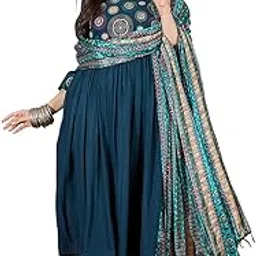 shewill Women's Mustard American Crepe Zari Sequence Embroidered Alia Cut Kurta with Pant and Dupatta-picture-25