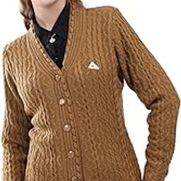 Women's Regular Fit Cardigan | Self Design Pattern | Button Closure with Full Sleeves V Neck Winter Cardigan for Womens-picture-54