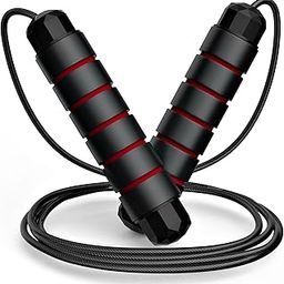 UDKI Adjustable Red Jump Rope with Ball Bearings – PVC Coated Steel Wire Skipping Rope for Fitness, Aerobic Exercise, Speed Training, MMA, Boxing – Tangle-Free, Comfortable Foam Handles – Ideal for Men, Women & Kids-46