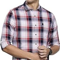 Men Regular Fit Checkered Full Sleeves Cutaway Collar Casual Shirt-image-95
