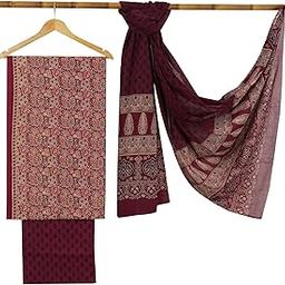 Bagru Hand Block Print Pure Cotton 3 Piece Salwar Suit Set for Women (Cotton Top and Bottom with Mulmul Dupatta-SPSUIT023) Multicolour-picture-20