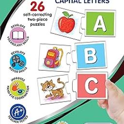 Frank Alphabet Capital Letters –(52 Pieces) 26 Self-Correcting 2 Pcs Puzzle- Early Learner Educational Jigsaw Puzzles Set with Images for Kids 3 Years and Above - Educational Toys and Games - 10301-18